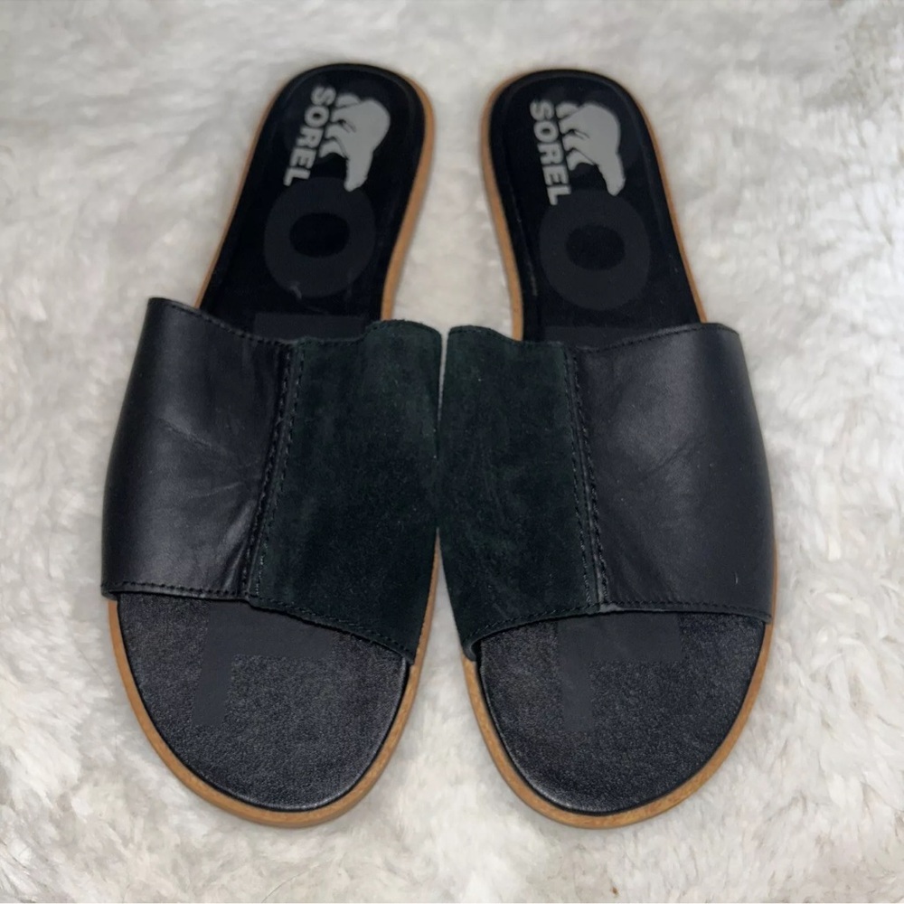 SOREL Ella II Block Black Slide Sandals Women’s Size 10